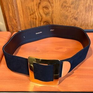 Christian Dior Black Suede Belt with Gold Accent